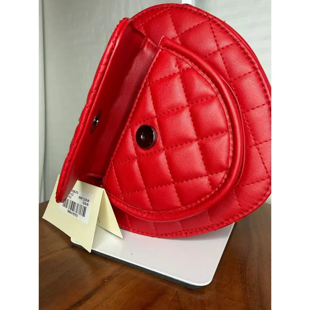 Valentino Orlandi Heart Crossbody MSRP $139 NWT Red Quilted Vegan Leather